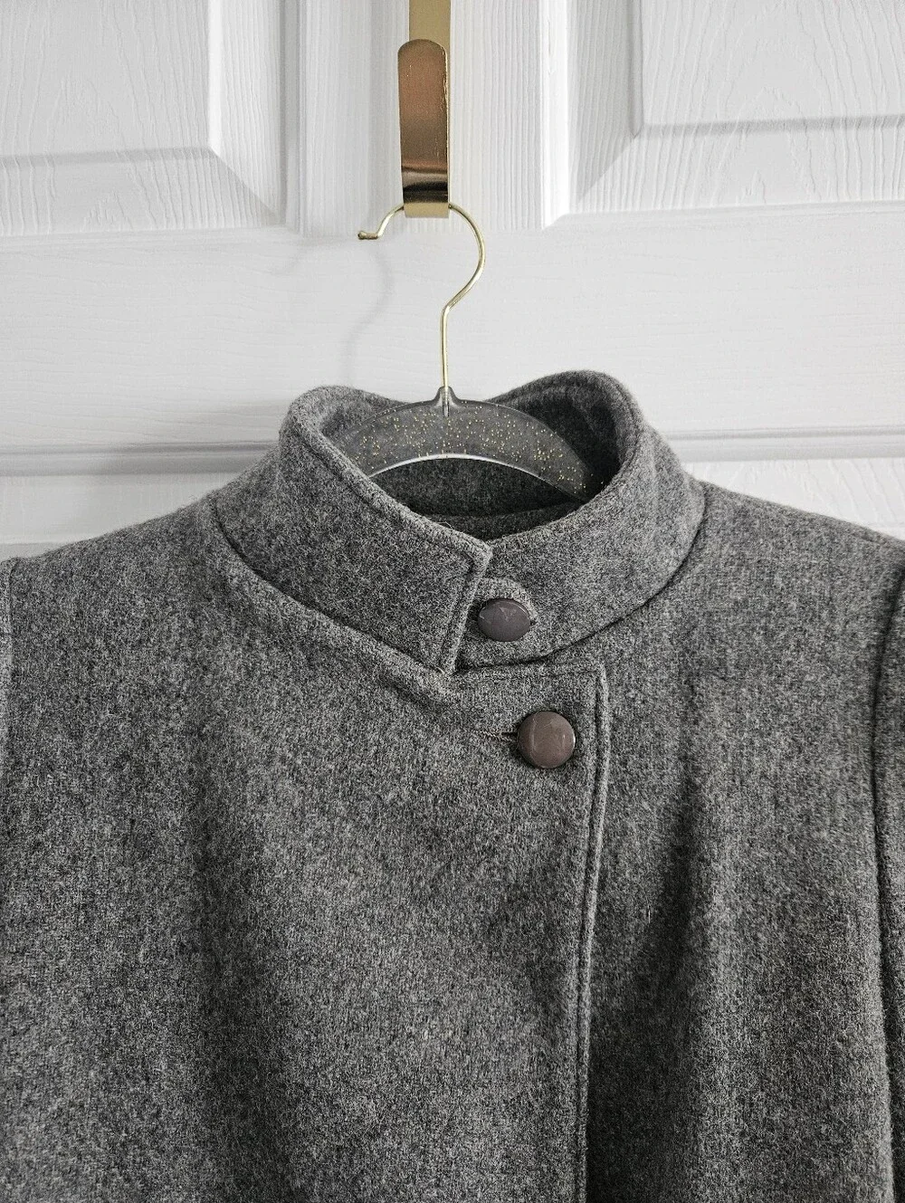 Vintage 1980s Military Gray Wool Car Coat/Overcoat